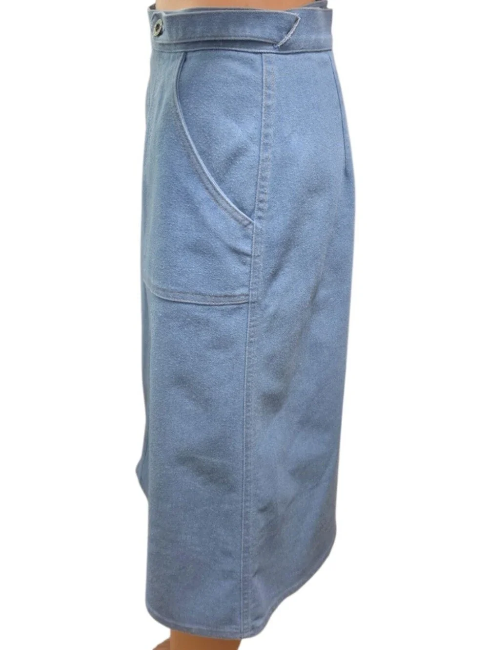 Kotet City Blues 90s Vintage Light Blue Wrap Casual Preppy Midi Skirt Sz 10